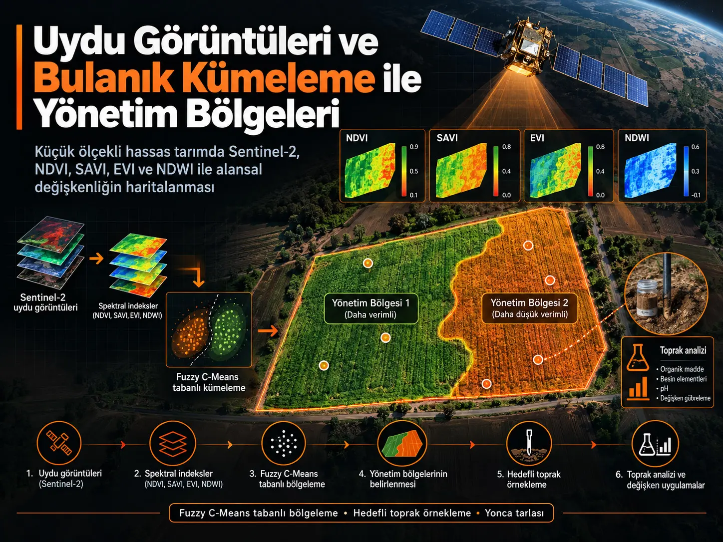 Küçük Ölçekli Hassas Tarımda Çok Spektralli Uydu Görüntüleri ve Bulanık C-Ortalamalar Kümelemesi ile Entegre Yönetim Bölgelerinin Sınırlandırılması