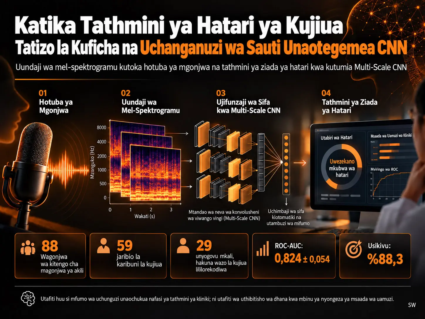 Kushughulikia Tatizo la Kuficha katika Tathmini ya Hatari ya Kujiua kwa Uchanganuzi wa Sauti Unaotegemea CNN: Utafiti wa Proof-of-Concept