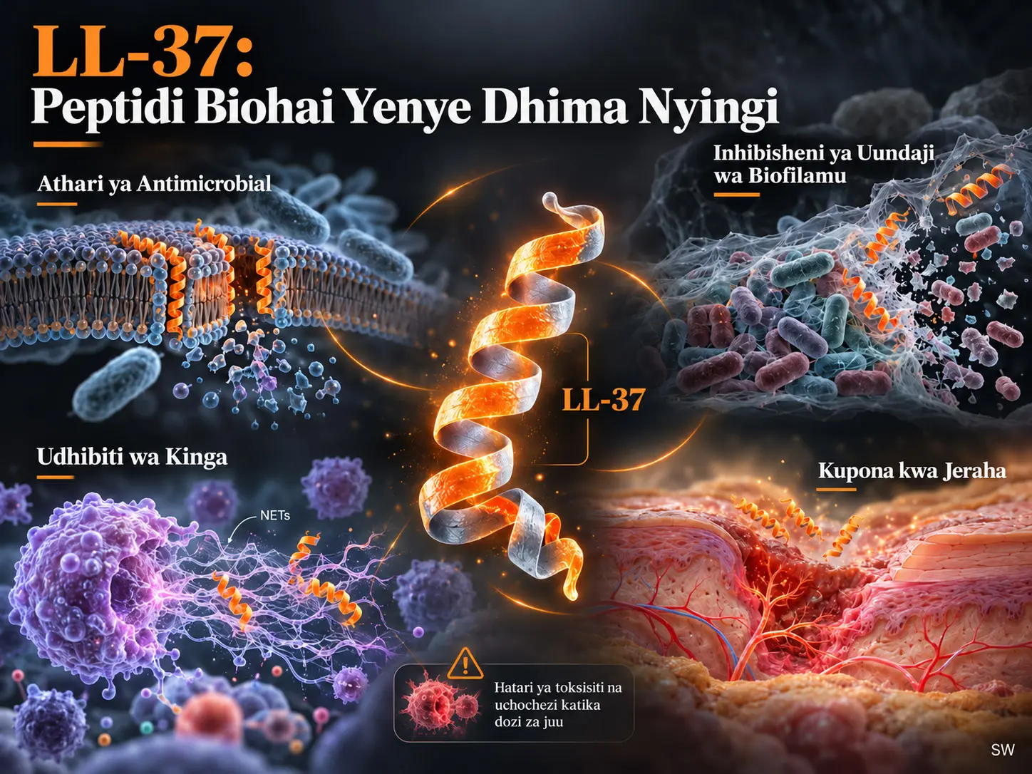 LL-37: Cathelicidin ya Binadamu Yenye Dhima Nyingi kutoka Ulinzi wa Antimicrobial hadi Udhibiti wa Kinga na Kupona kwa Jeraha
