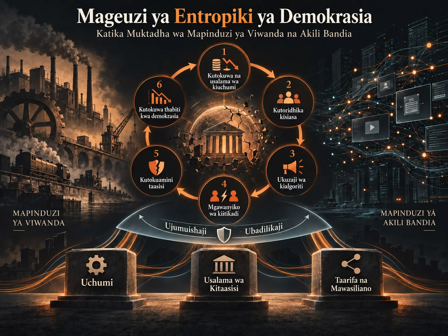Mageuzi ya Demokrasia kama Mfumo wa Entropiki, Dhaifu na Unaochipuka: Mapinduzi ya Viwanda na Akili Bandia