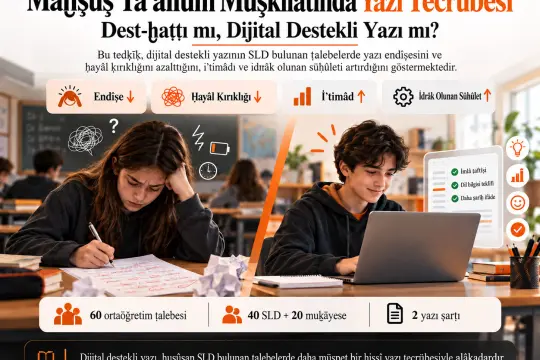 Maḫṣûṣ Taʿallüm Müşkilâtı Bulunan Ṭalebelerde Dest-ḫaṭṭı ile Dijital Destekli Bilgisayar Yazısının Muḳāyesesi: Yazı Endîşesi, İʿtimâd, Ḥayâl Ḳırıklığı ve İdrâk Olunan Sühûlet