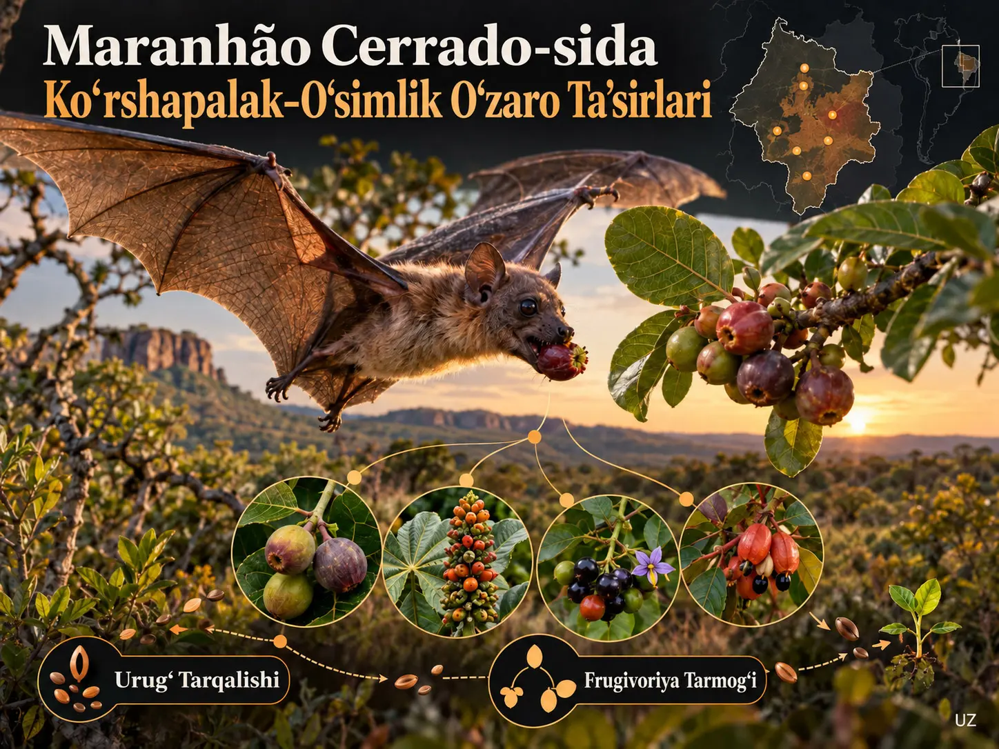 Maranhão Cerrado-sida Ko‘rshapalak–O‘simlik O‘zaro Ta’sirlarini Ochib Berish