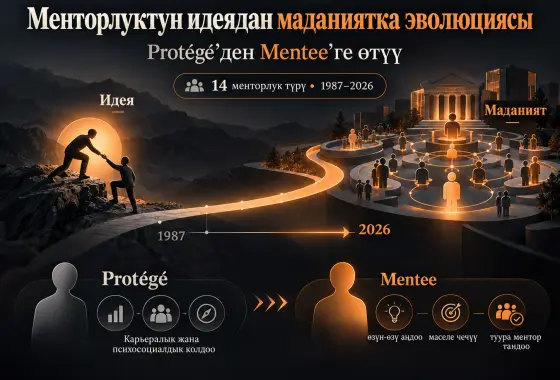 “Mentorship” түшүнүгүнүн идеядан маданиятка эволюциясы жана “Protégé”ден “Mentee”ге өтүү: 14 менторлук түрүнө негизделген изилдөө