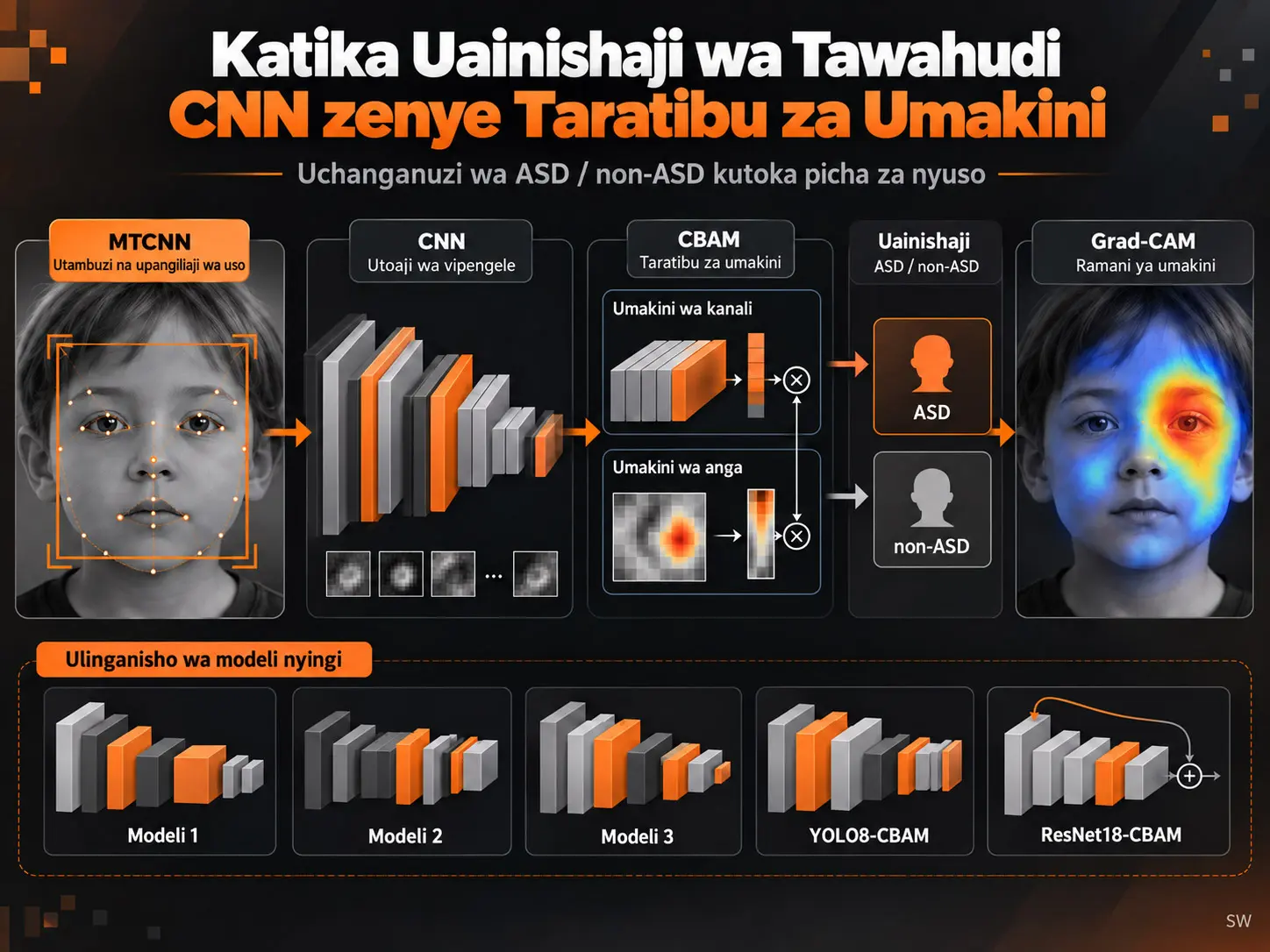 Mitandao ya Neva ya Konvolusheni yenye Miundo Mingi na Taratibu za Umakini kwa Uainishaji wa Ugonjwa wa Wigo wa Tawahudi