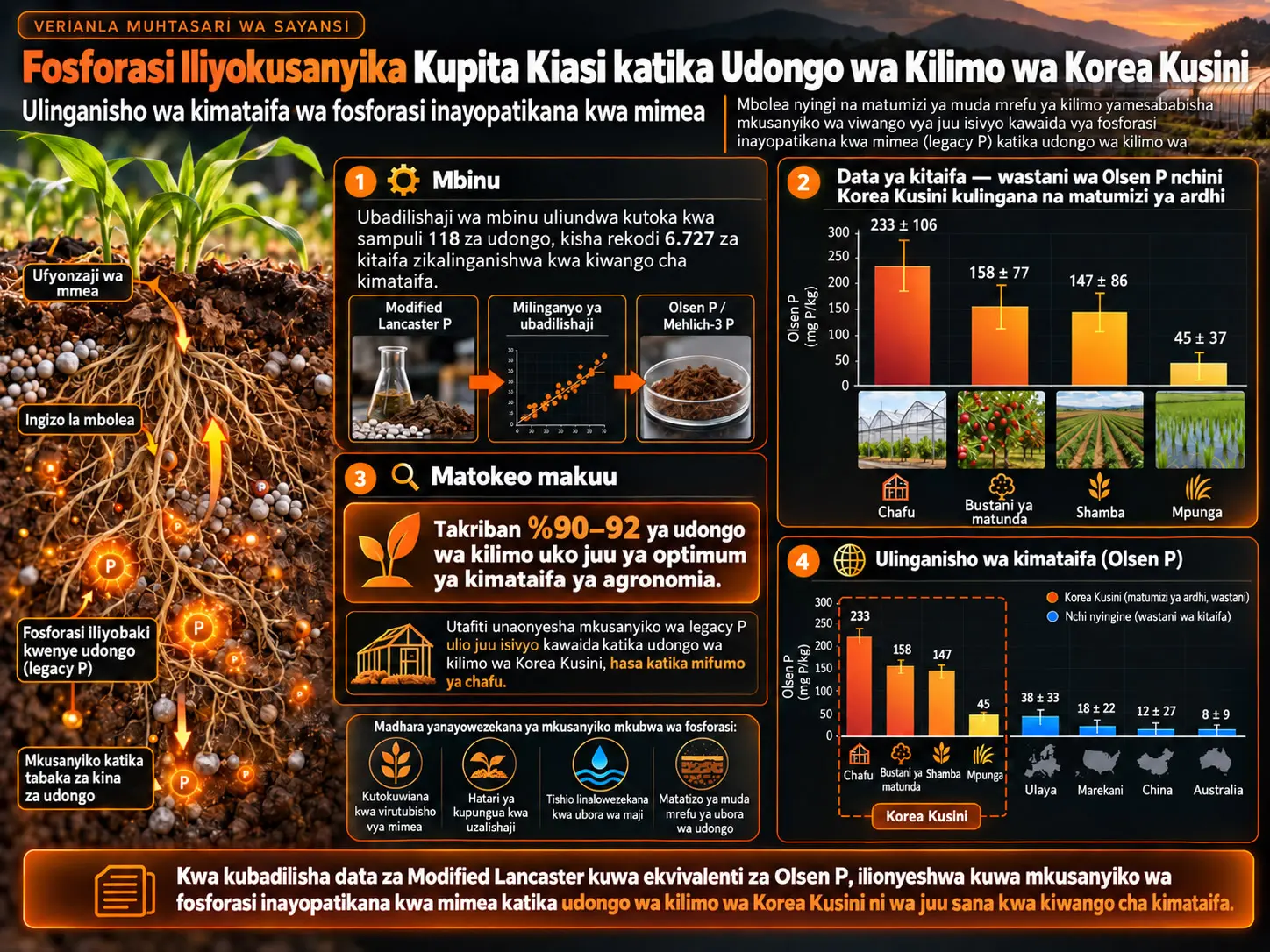 Mkusanyiko Mkubwa wa Fosforasi ya Zamani katika Udongo wa Kilimo wa Korea Kusini: Ulinganisho wa Kimataifa wa Fosforasi Inayopatikana kwa Mimea