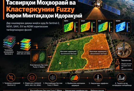Муайянсозии Ҳудуди Минтақаҳои Ҳамгирошудаи Идоракунӣ дар Кишоварзии Дақиқи Миқёси Хурд бо Тасвирҳои Бисёрспектрии Моҳворавӣ ва Кластеркунии Fuzzy C-Means