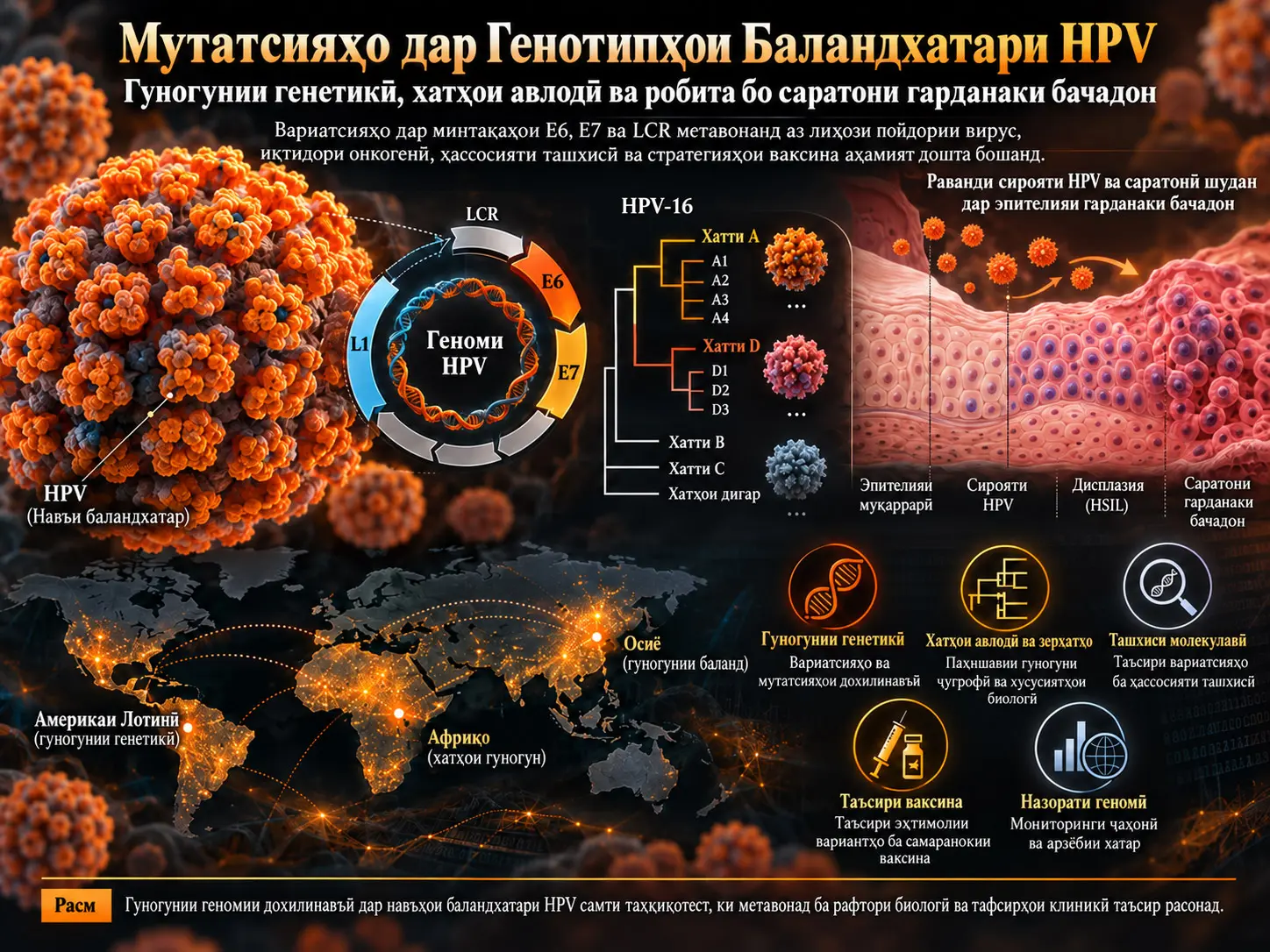 Мутатсияҳо дар Генотипҳои Баландхатари Папилломавируси Инсон (HPV): Гуногунии Генетикӣ ва Робитаи Он бо Саратони Гарданаки Бачадон