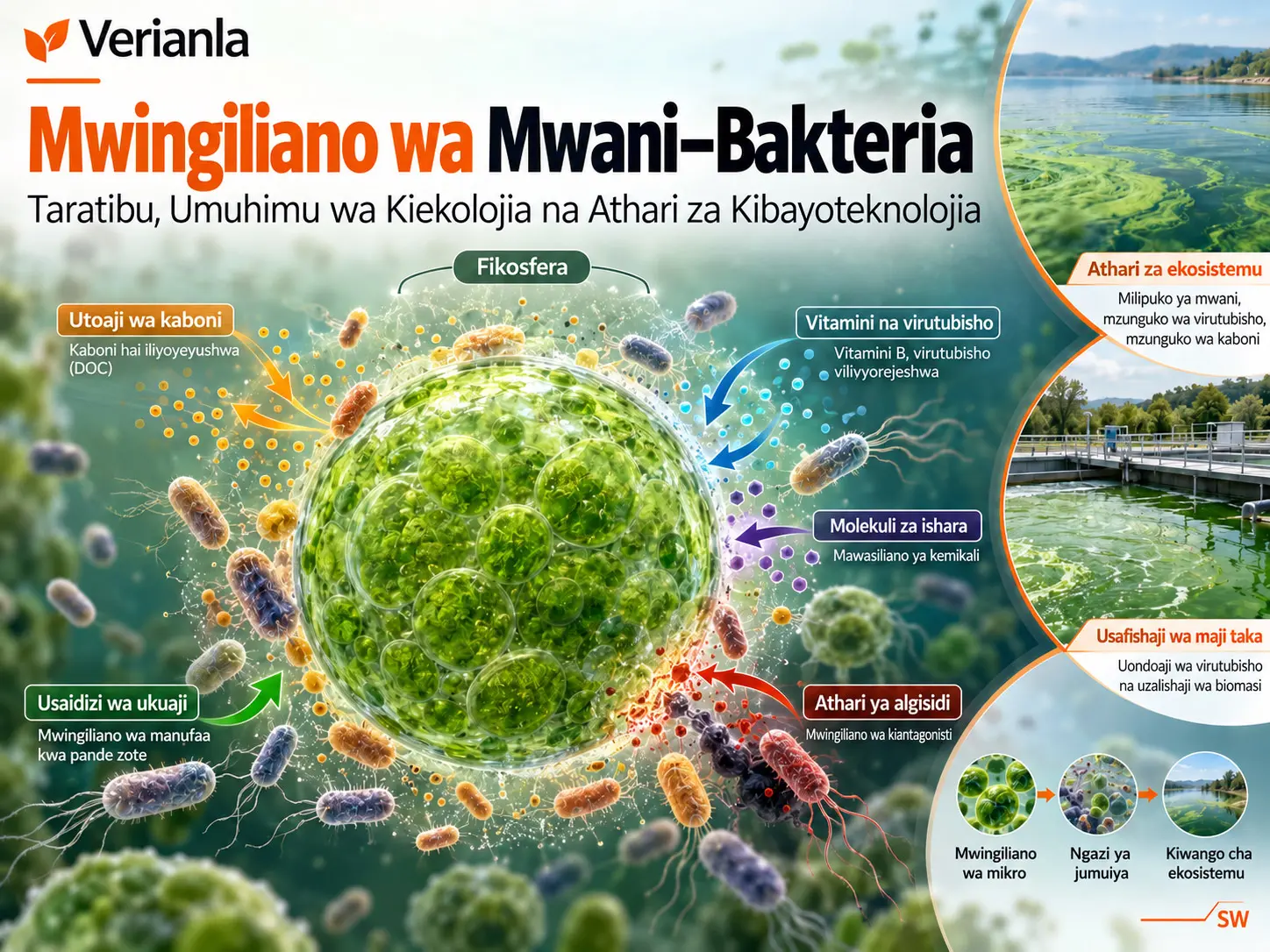 Mwingiliano wa Mwani–Bakteria: Taratibu, Umuhimu wa Kiekolojia na Athari za Kibayoteknolojia