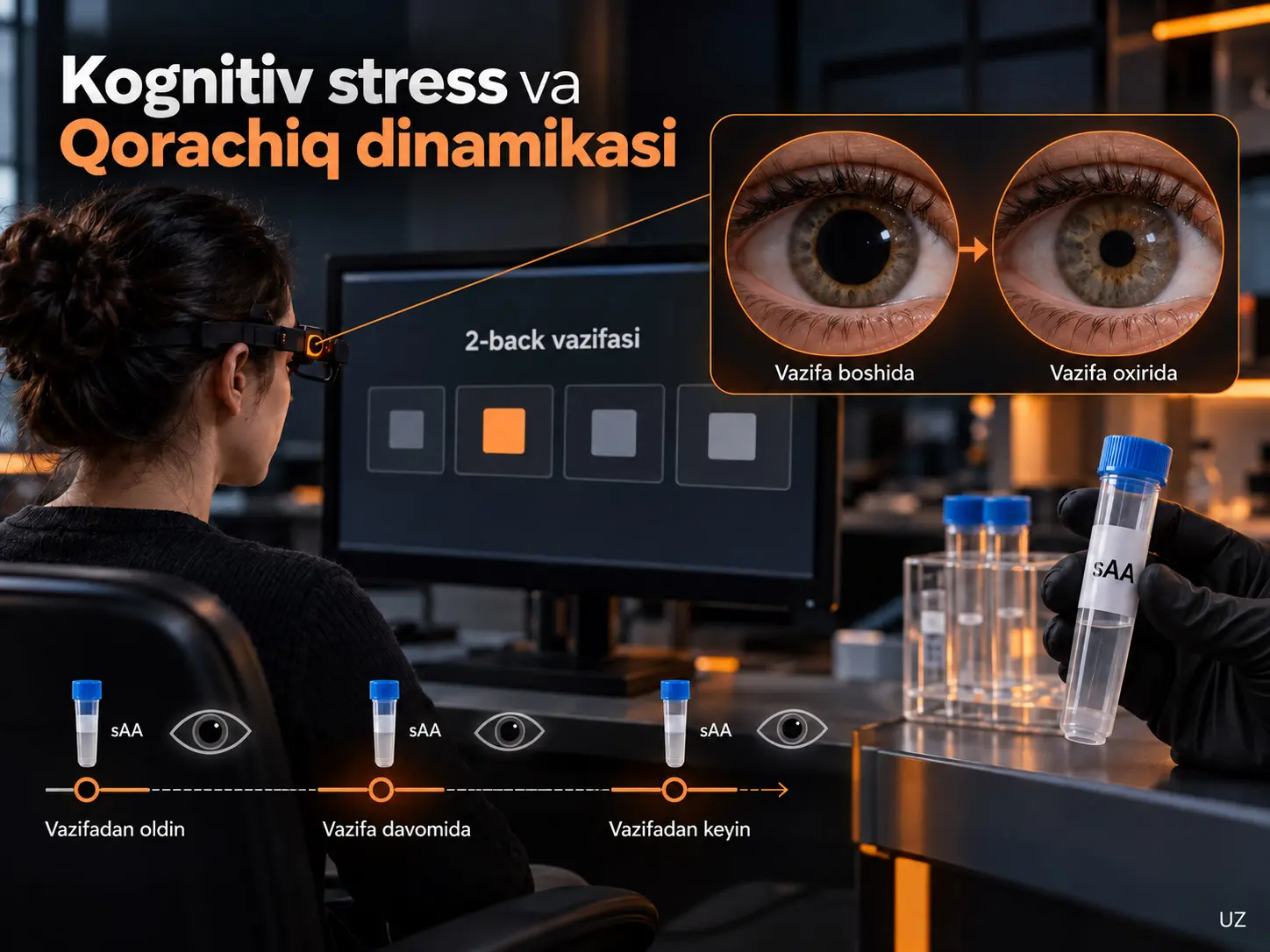 N-Back Vazifasi Davomida Kognitiv Stress Javoblari: Qorachiq Dinamikasi va Soʻlak Alfa-Amilaza Faolligi