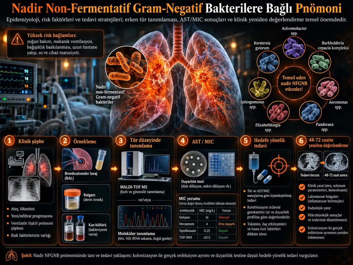 Nadir Non-Fermentatif Gram-Negatif Bakterilere Bağlı Pnömoninin Yönetimi: Epidemiyoloji, Risk Faktörleri ve Tedavi Stratejileri