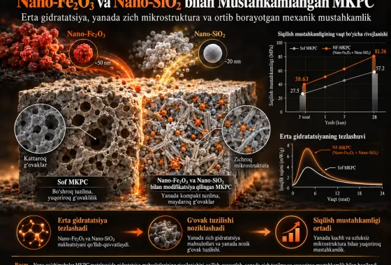 Nano-Fe₂O₃ va Nano-SiO₂ bilan Modifikatsiyalangan Magniy Kaliy Fosfat Sementining Mustahkamlash Mexanizmlari va Mikrostruktura Evolyutsiyasi