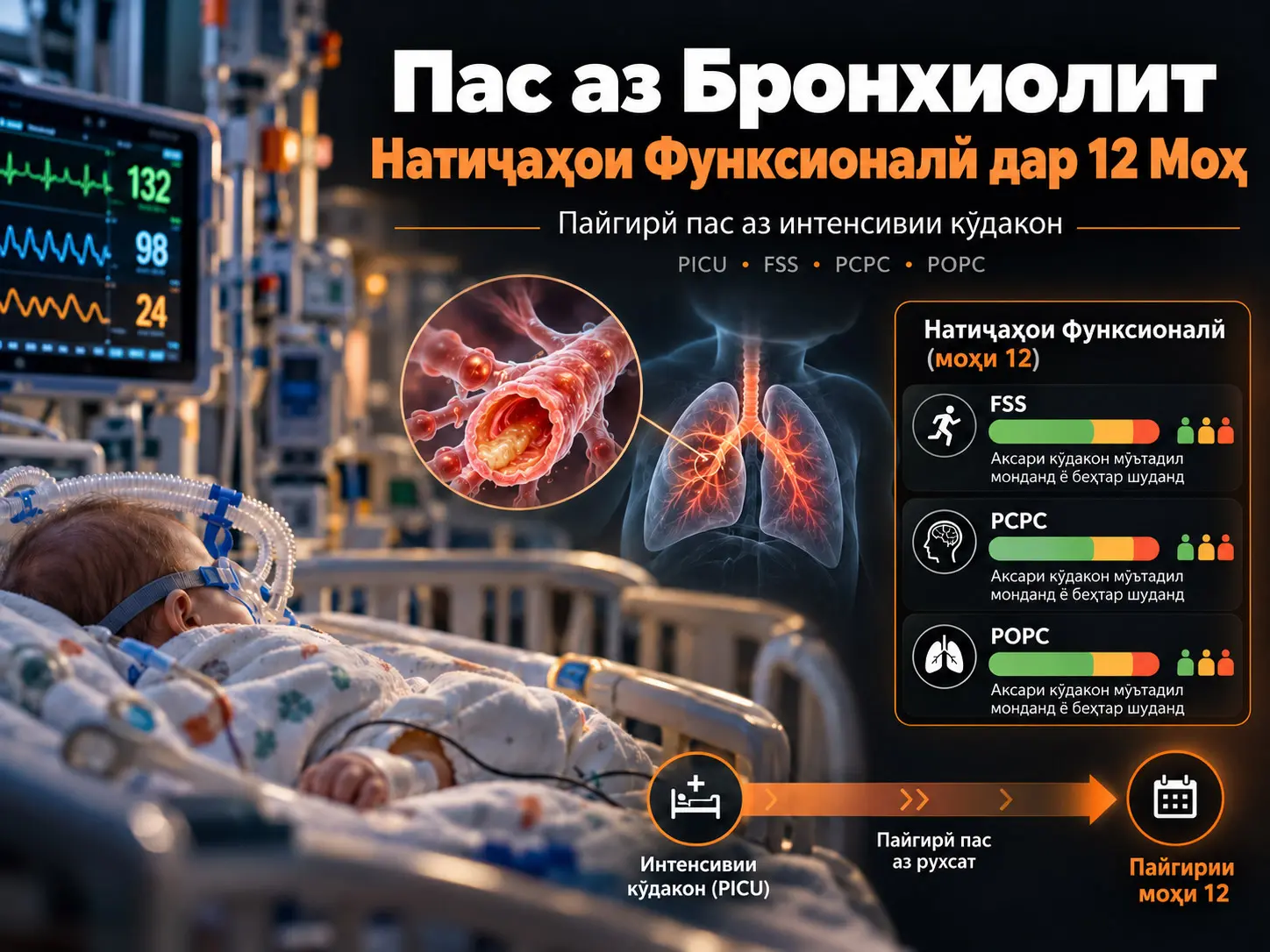 Натиҷаҳои Дарозмуддати Функсионалӣ Пас аз Бистарӣ ба Интенсивии Кӯдакон Бинобар Бронхиолит: Таҳқиқоти Когортии 12-Моҳа