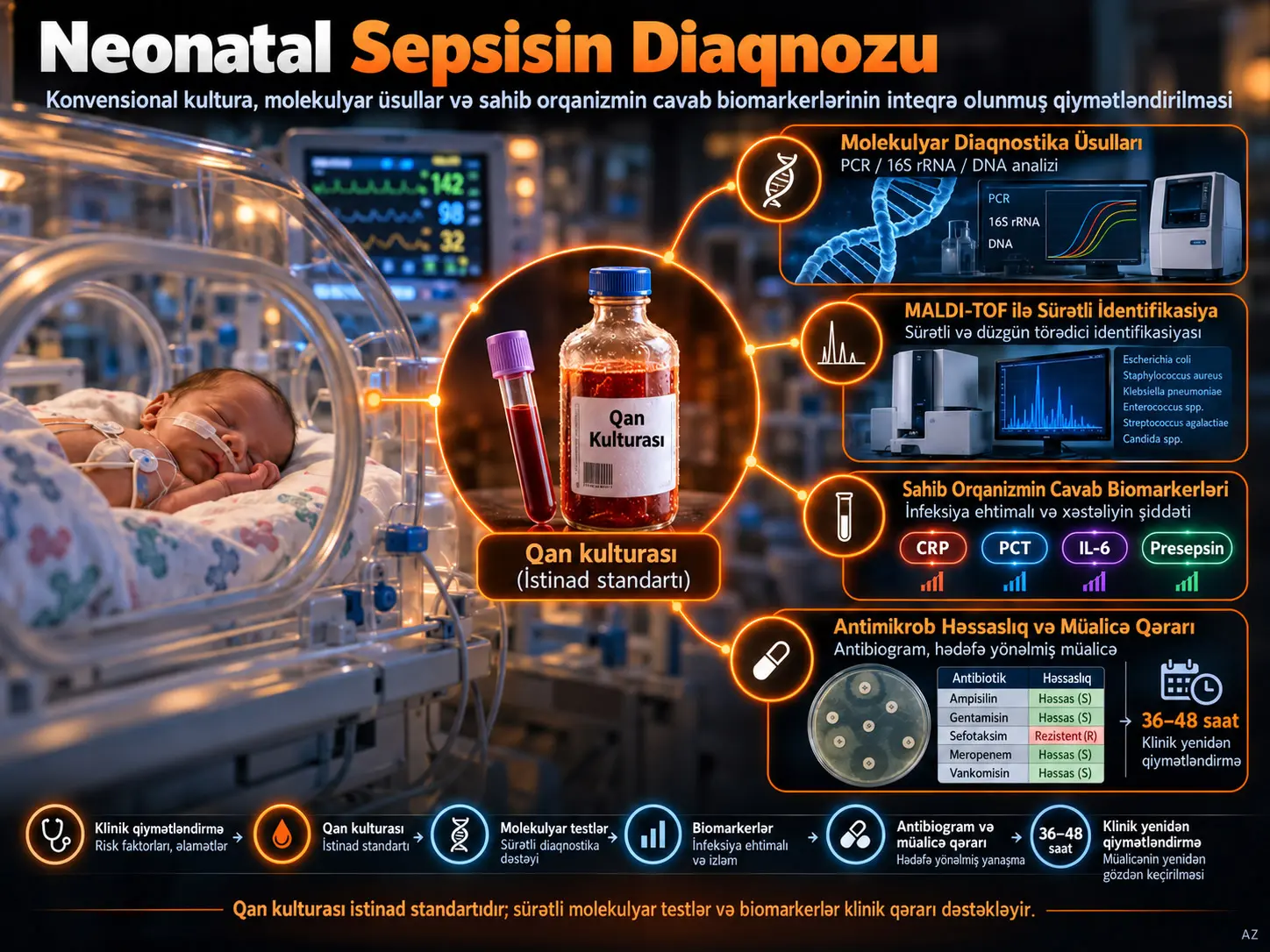 Neonatal Sepsisin Diaqnozu: Konvensional Kultura, Molekulyar Üsullar və Sahib Orqanizmin Cavab Biomarkerlərinin İnteqrə Olunmuş Qiymətləndirilməsi