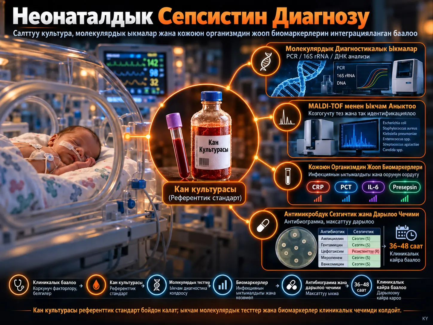 Неонаталдык Сепсистин Диагнозу: Салттуу Культура, Молекулярдык Ыкмалар жана Кожоюн Организмдин Жооп Биомаркерлерин Интеграцияланган Баалоо