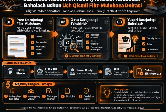 Oliy Ta’limda Murakkab Hisobotlarni Sun’iy Intellekt Yordamida Baholash uchun Uch Qismli Fikr-Mulohaza Doirasi