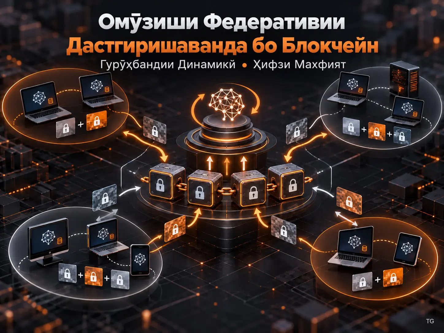 Омӯзиши Федеративии Дастгиришаванда бо Блокчейн: Чаҳорчӯбаи Ҳифзи Махфият бо Гурӯҳбандии Динамикӣ