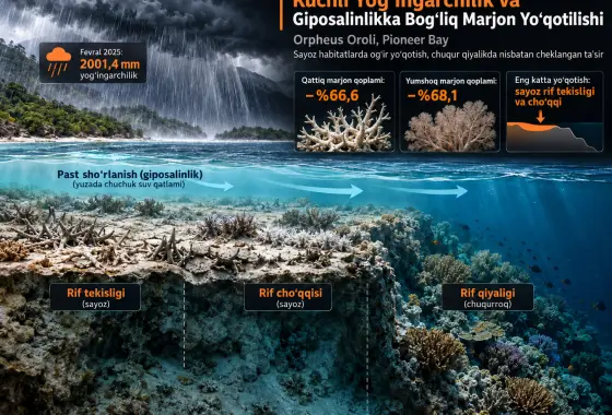 Orpheus Orolida Marjon Yoʻqotilishidagi Taksonomik Oʻzgaruvchanlik: Misli Koʻrilmagan Yogʻingarchilik va Giposalinlik Bilan Bogʻliqlik