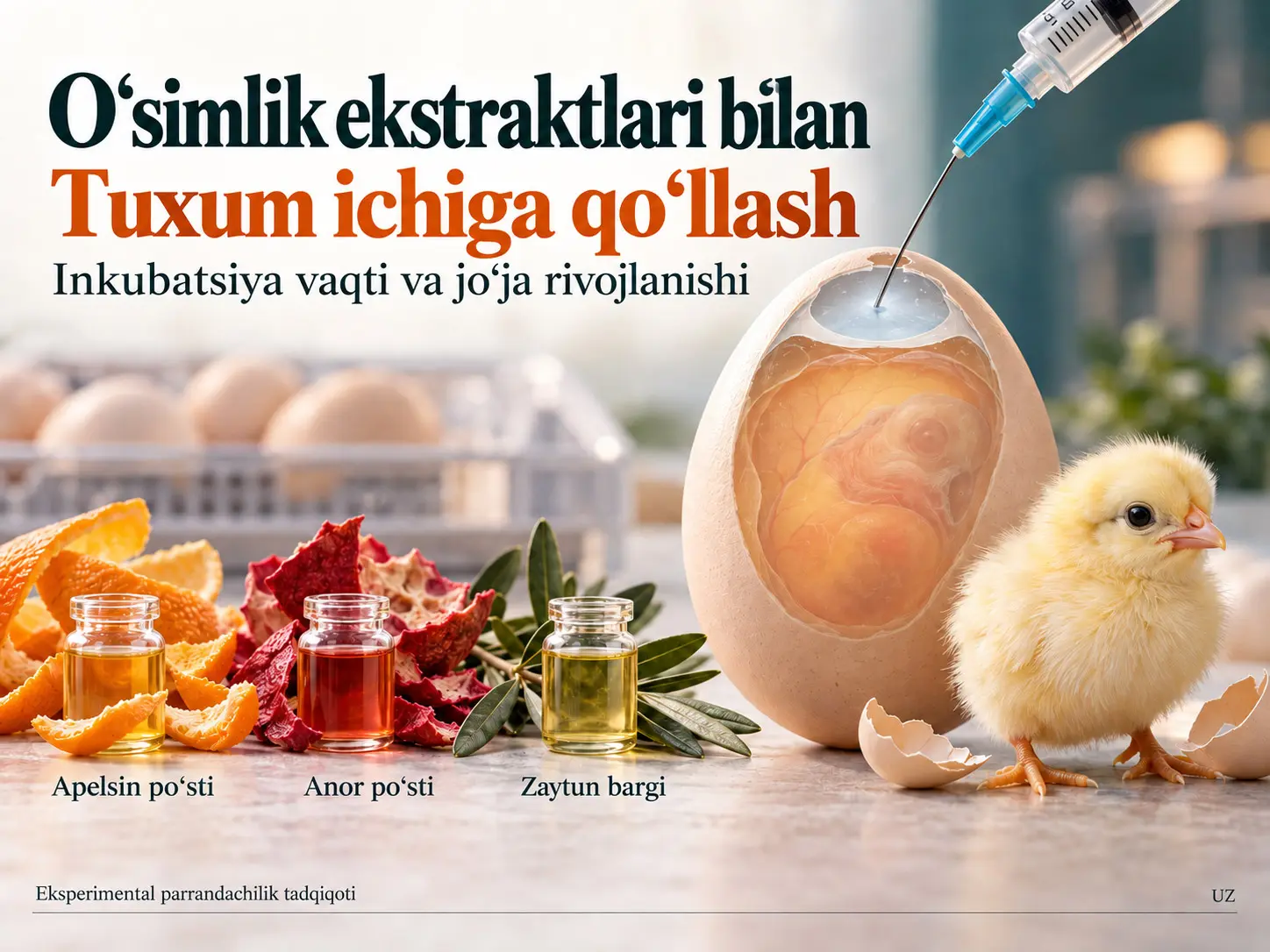 O‘simlik Yon Mahsulotlarini Tuxum Ichiga Inyeksiya Qilish Vaqtining Inkubatsiya Xususiyatlari, Ishlab Chiqarish Samaradorligi va Jo‘ja Fiziologiyasiga Taʼsiri