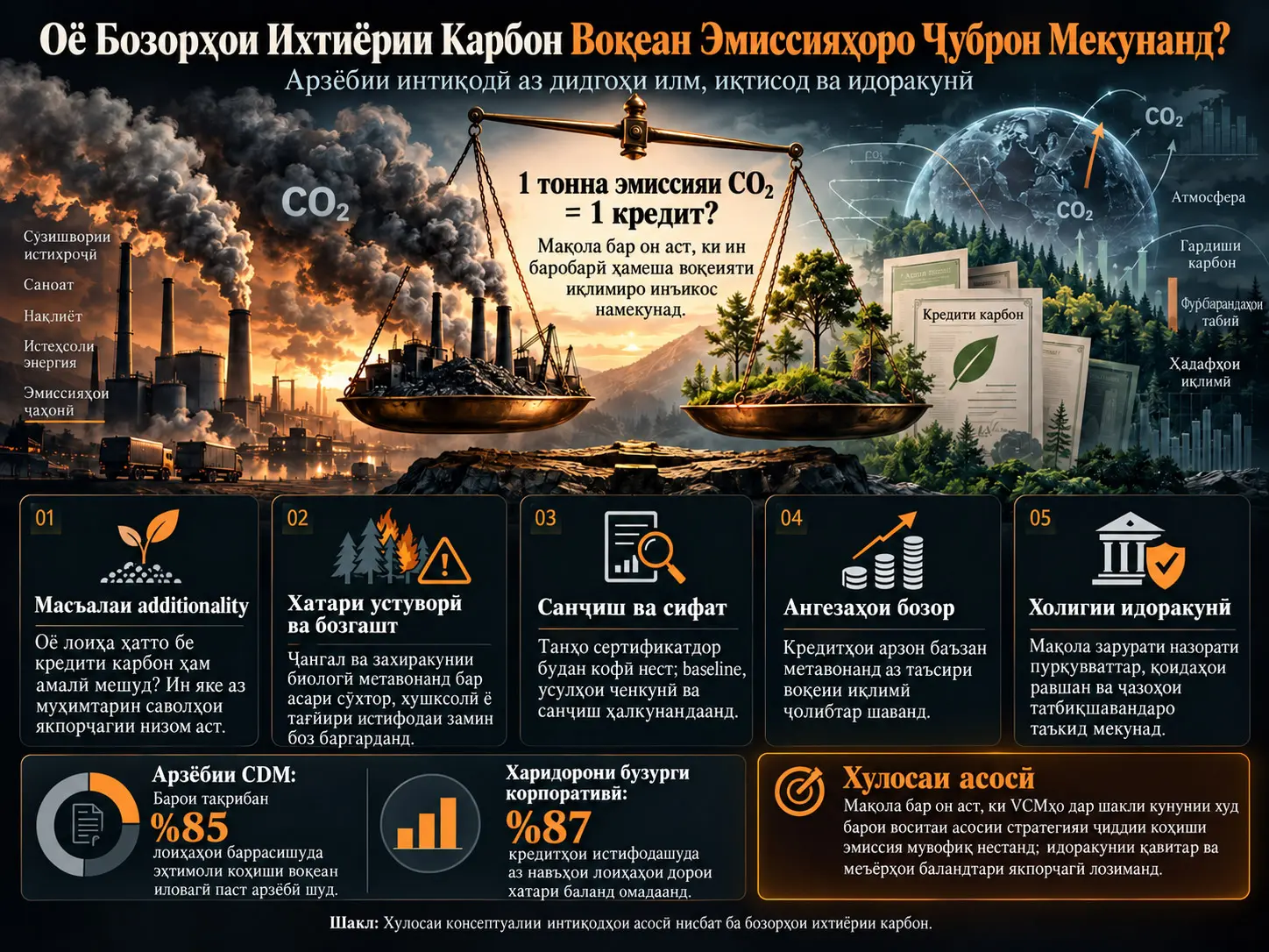 Оё Бозорҳои Ихтиёрии Карбон Воқеан Эмиссияҳоро Ҷуброн Мекунанд? Танқид аз Дидгоҳи Илм, Иқтисод ва Идоракунӣ