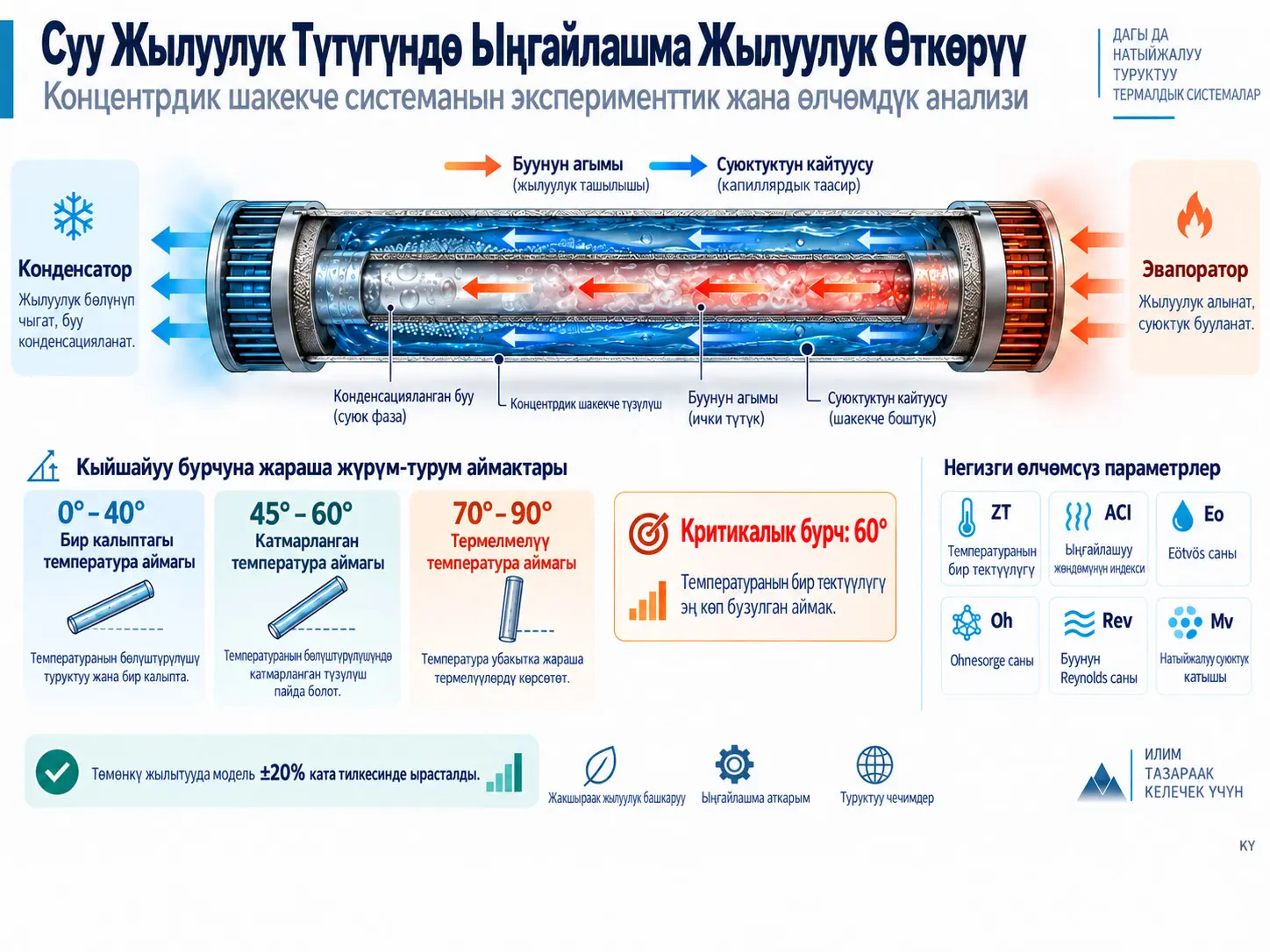 Өзгөрмө Кыйшайуу Шарттарында Суу Жылуулук Түтүктөрүндө Ыңгайлашма Жылуулук Өткөрүү: Концентрдик Шакекче Системанын Эксперименттик жана Өлчөмдүк Анализи