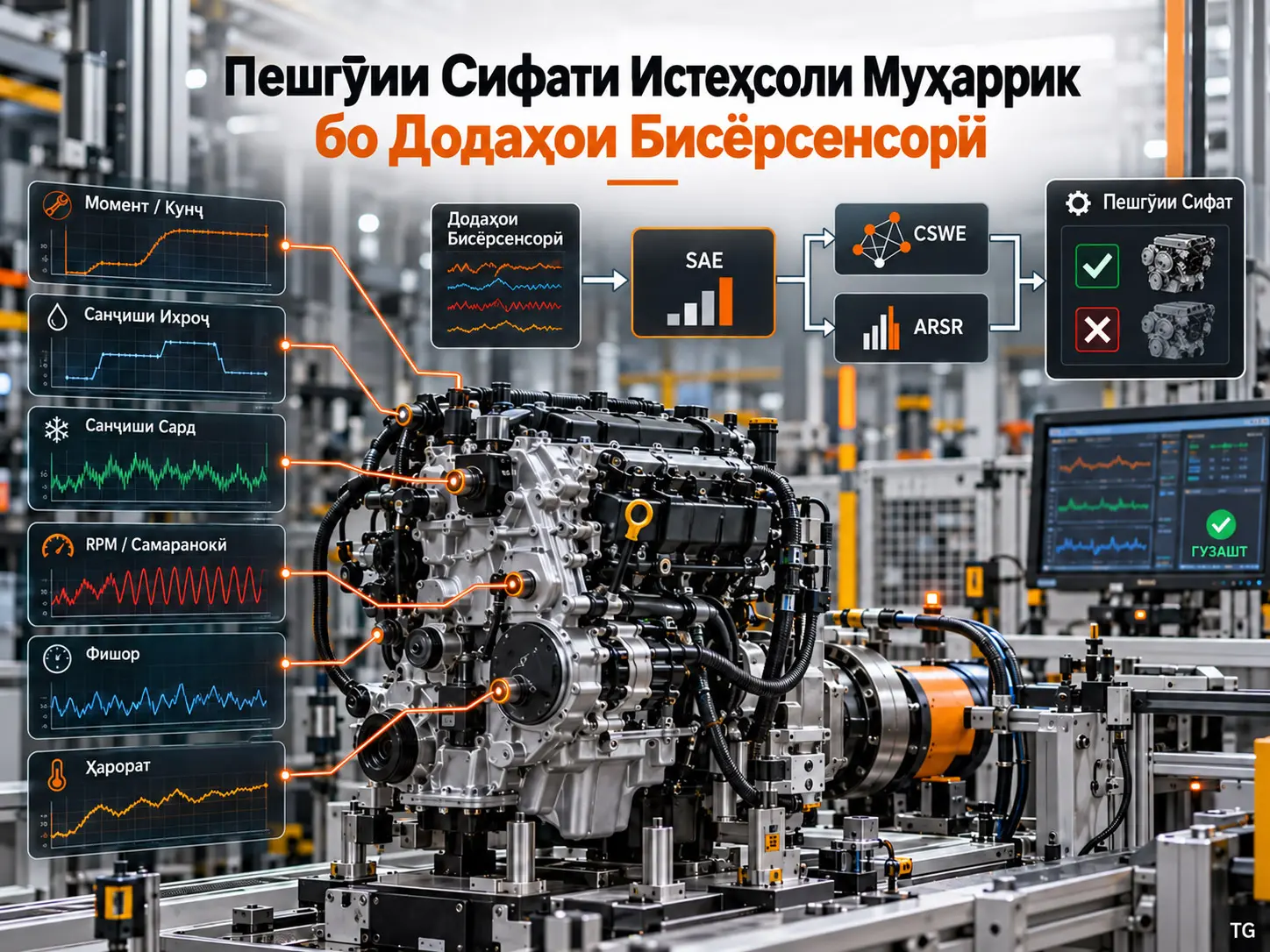 Пешгӯии Сифати Истеҳсоли Муҳаррики Автомобил бо Додаҳои Бисёрсенсории Раванди Васлкунии Муҳаррик