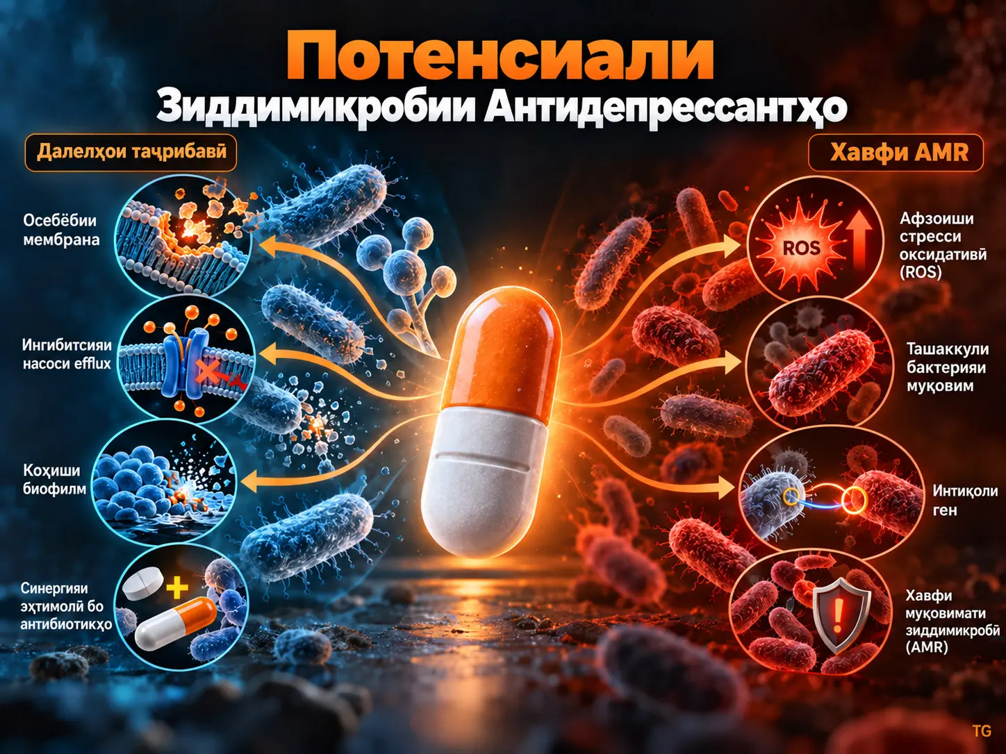 Потенсиали Зиддимикробии Антидепрессантҳо: Далелҳои Таҷрибавӣ, Хавфи Муқовимат ва Маҳдудиятҳои Гузариш ба Амалияи Клиникӣ