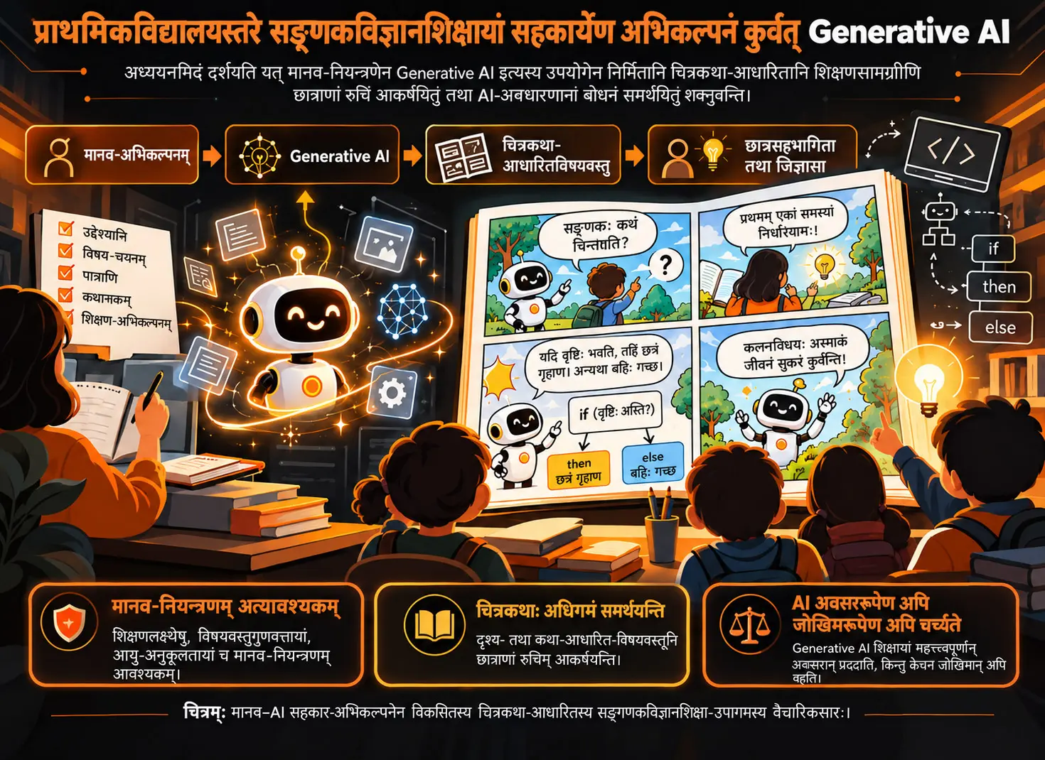 प्राथमिकविद्यालयस्तरे सङ्गणकविज्ञानशिक्षायां सहकार्येण अभिकल्पनं कुर्वत् Generative AI