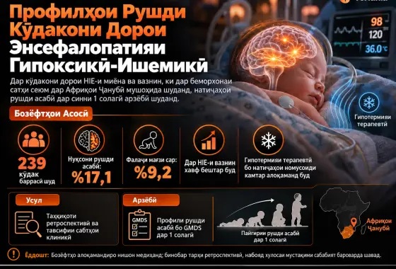Профилҳои Рушди Кӯдакони Дорои Энсефалопатияи Гипоксикӣ-Ишемикӣ дар Беморхонаи Сатҳи Сеюм дар Африқои Ҷанубӣ
