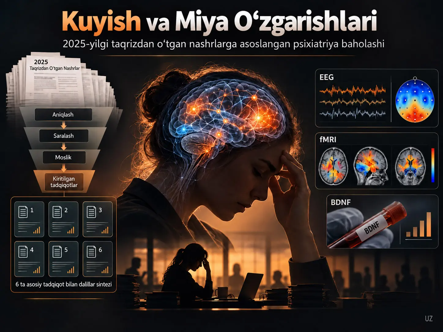 Psixiatrlar uchun Baholash Yordami: PRISMA-ScR Qo‘llanmasiga Ko‘ra 2025-yilgi Taqrizdan O‘tgan Nashrlarda Kuyish va U Bilan Bog‘liq Miya O‘zgarishlarini O‘rganish