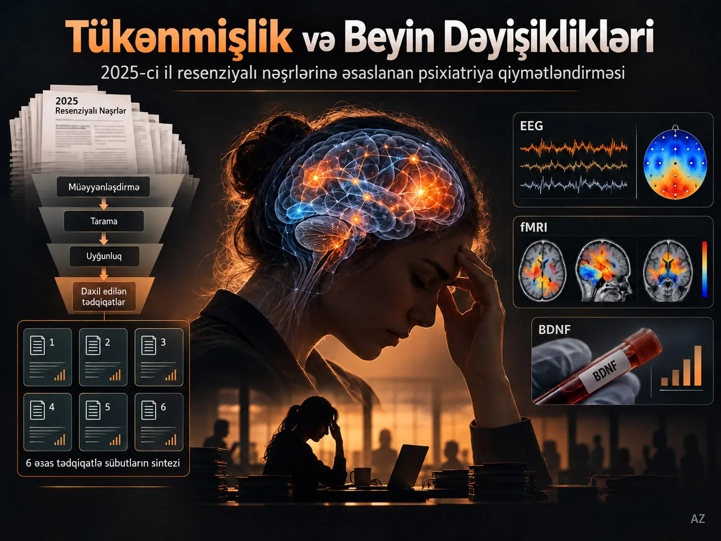 Psixiatrlar üçün Qiymətləndirmə Yardımı: PRISMA-ScR Təlimatına Görə 2025-ci il Resenziyalı Nəşrlərində Tükənmişlik və Əlaqəli Beyin Dəyişikliklərinin Araşdırılması