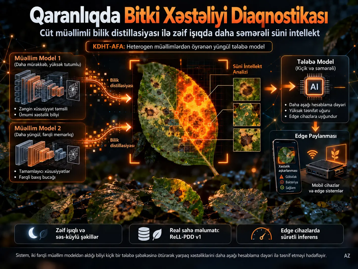 Qaranlıqda görmək: bitki xəstəliklərinin etibarlı diaqnostikası üçün heterogen müəllimlərlə adaptiv keçid yönümlü bilik distillasiyası