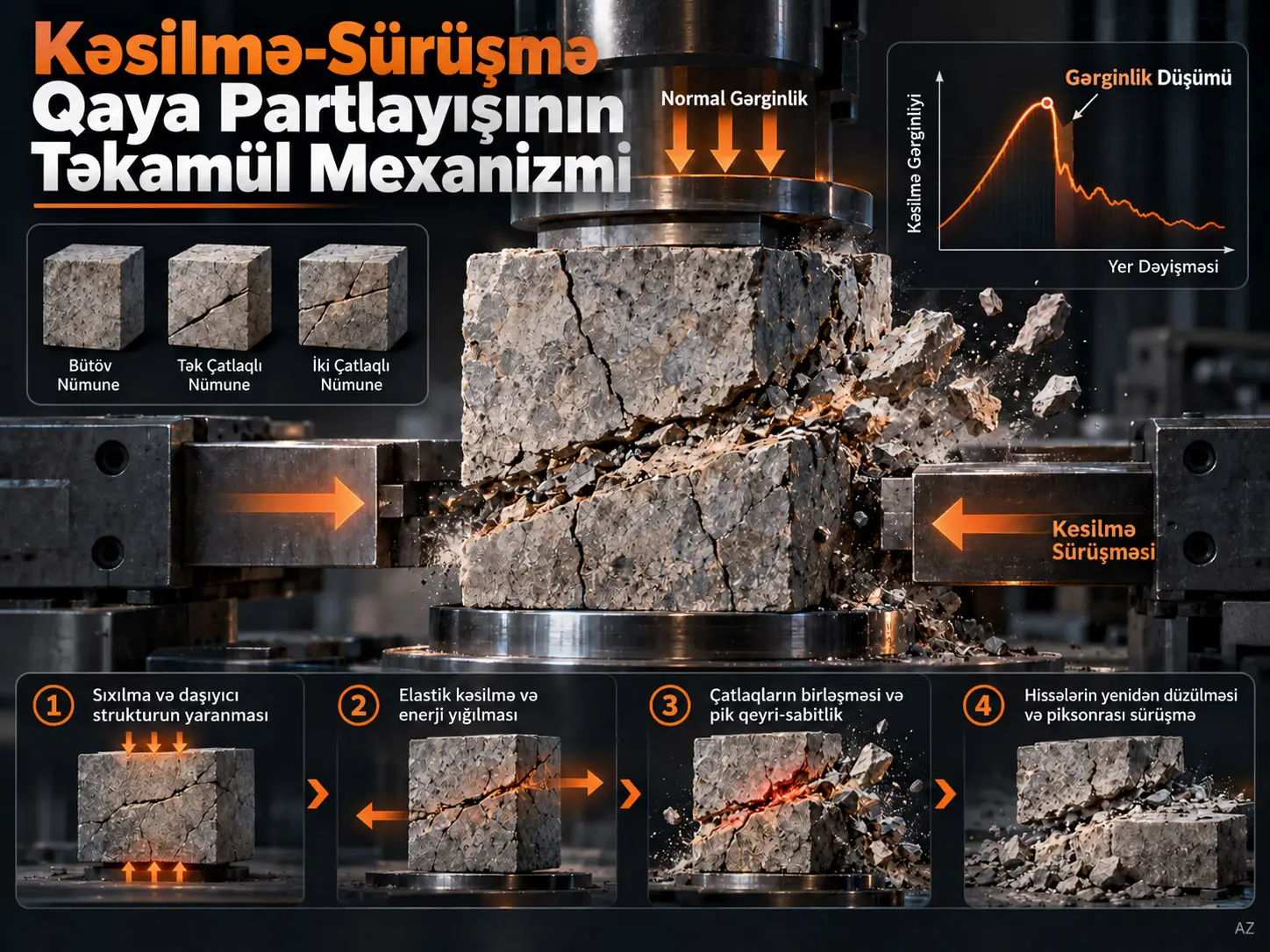 Qaya Partlayışına Meyilli Sintetik Materialdan İstifadə Etməklə Kəsilmə-Sürüşmə Qaya Partlayışının Təkamül Mexanizminin Eksperimental Tədqiqi