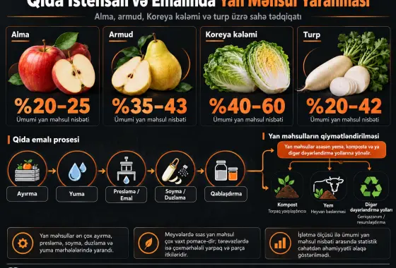 Qida İstehsalı və Emalı Zamanı Yan Məhsul Yaranmasının Xüsusiyyətləri: Alma, Armud, Koreya Kələmi və Turp üzrə Tədqiqat