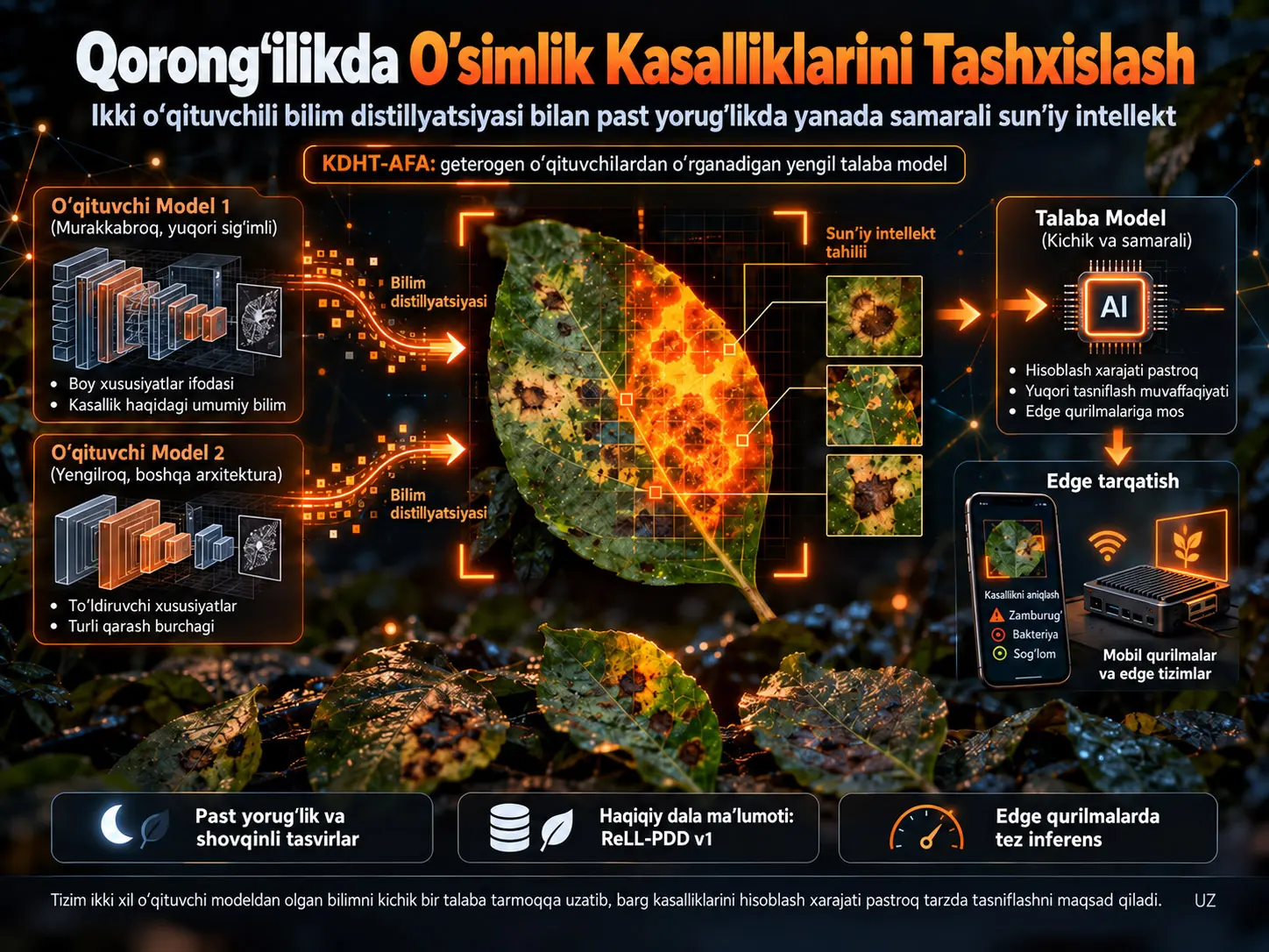 Qorongʻida koʻrish: oʻsimlik kasalliklarini ishonchli tashxislash uchun turli oʻqituvchi modellar yordamida moslashuvchan kalit asosidagi bilim distillatsiyasi