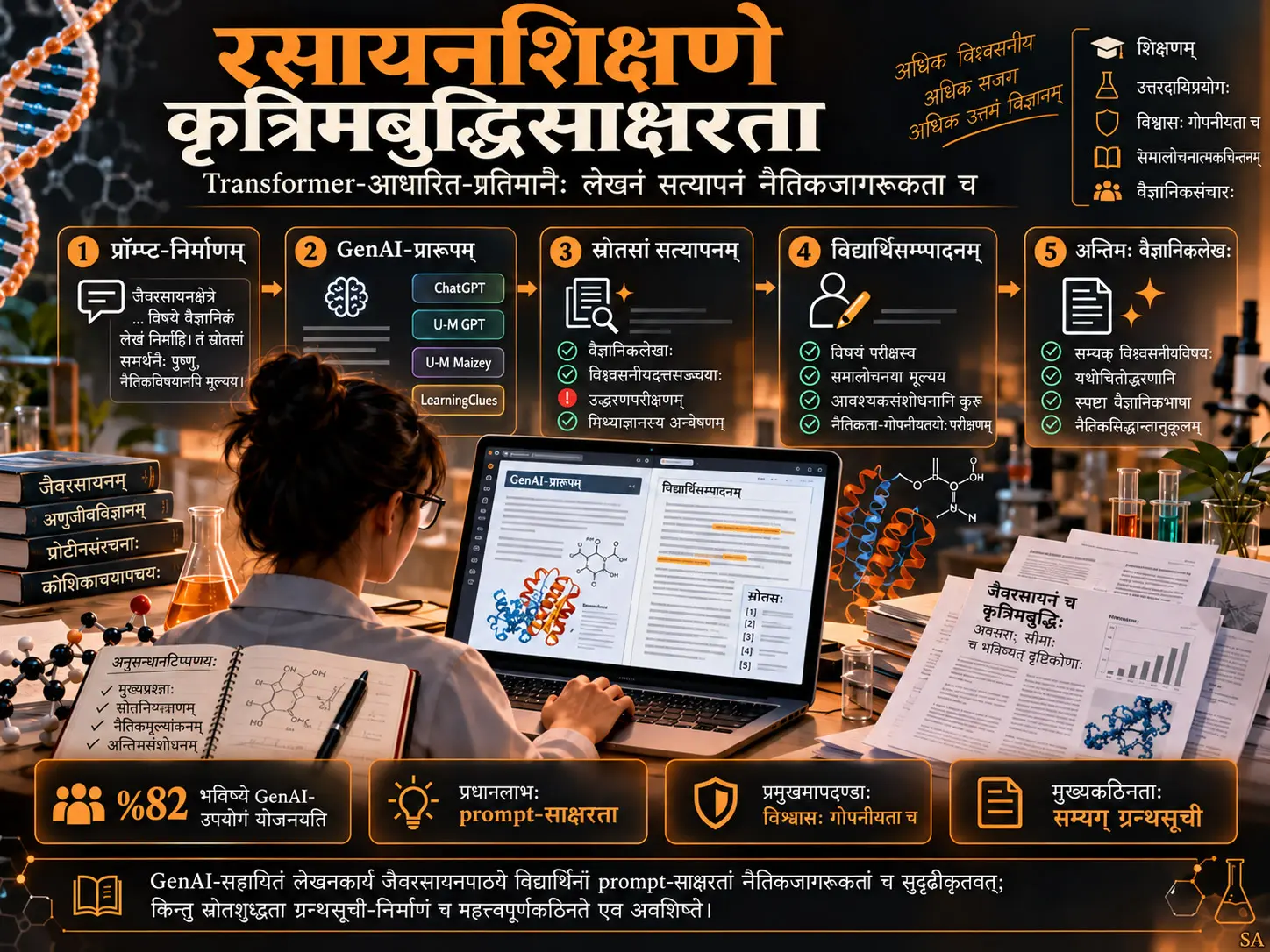 रसायनशास्त्रस्य स्नातकोत्तरशिक्षायां AI Literacy-समाकलनम्: Transformer-आधारित-Model-शक्तेः उपयोगः