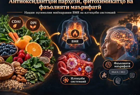 Робитаҳои Индексҳои Антиоксидантӣ ва Фитохимиявии Парҳезӣ бо Фаъолияти Маърифатӣ: Нақшҳои Миёнаравии Суръати Метаболизми Асосӣ ва Илтиҳоби Системавӣ