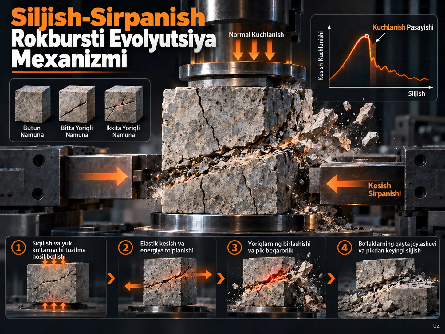 Rokburstsga Moyil Sintetik Materialdan Foydalanib Siljish-Sirpanish Rokbursti Evolyutsiya Mexanizmini Eksperimental O‘rganish