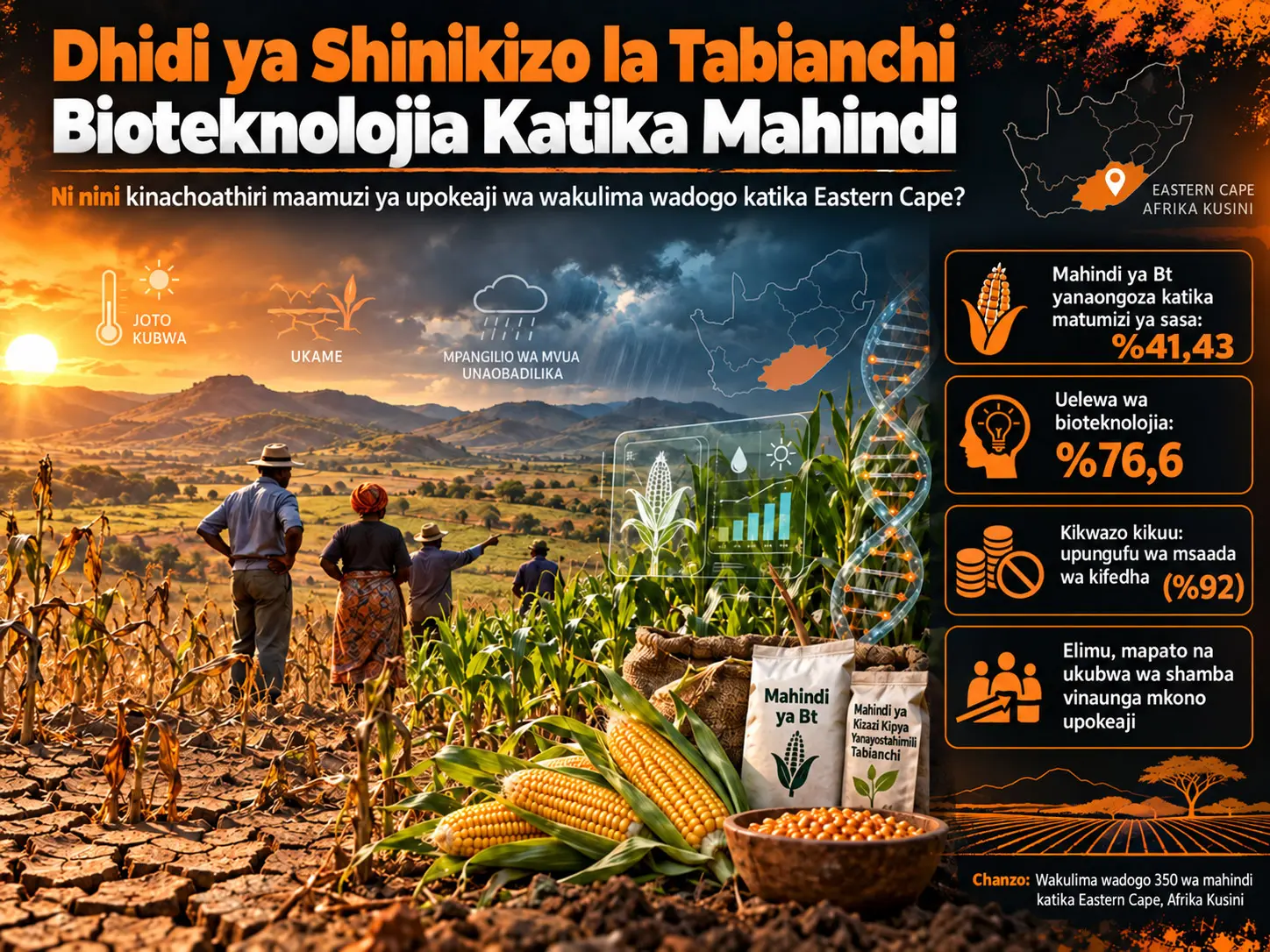 Sababu Zinazoathiri Wakulima Kupitisha Bioteknolojia ya Uzalishaji wa Mazao ili Kupunguza Athari za Mabadiliko ya Tabianchi: Mfano wa Eastern Cape, Afrika Kusini