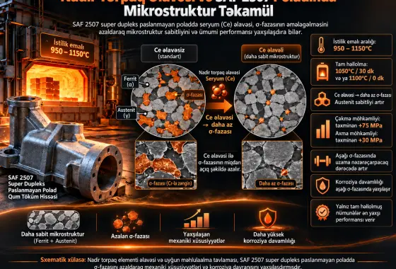 SAF 2507 Super Dupleks Paslanmayan Polada Nadir Torpaq Əlavəsi: Mikrostruktur Təkamülünə və Mexaniki Xüsusiyyətlərə Təsiri