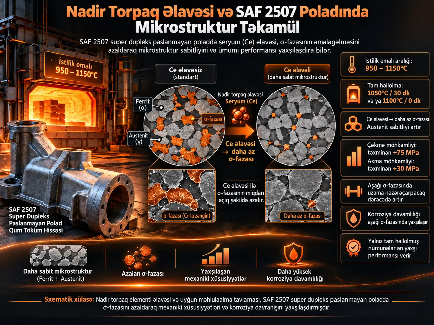 SAF 2507 Super Dupleks Paslanmayan Polada Nadir Torpaq Əlavəsi: Mikrostruktur Təkamülünə və Mexaniki Xüsusiyyətlərə Təsiri