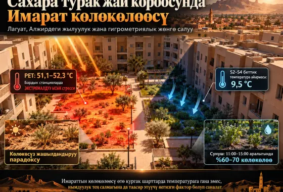 Сахарадагы Турак Жай Короосунда Имараттын Көлөкөсү Кош Термалык–Гигрометриялык Жөнгө Салгыч Катары Иштейби? Лагуат, Алжирден Талаа Далили, Көлөкөсүз Жашылдандыруу Парадоксу жана Долбоордук Сунуштар