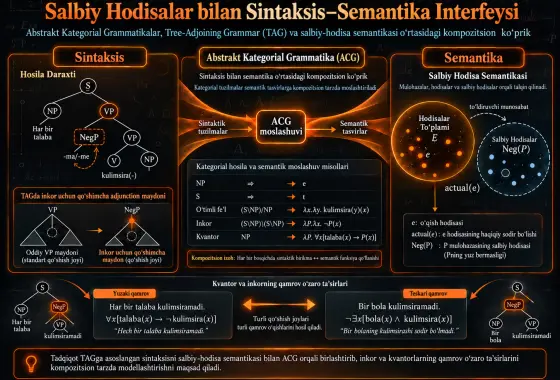 Salbiy Hodisalarni O‘z Ichiga Olgan Sintaksis–Semantika Interfeysini Modellashtirish uchun Abstrakt Kategorial Grammatikalar