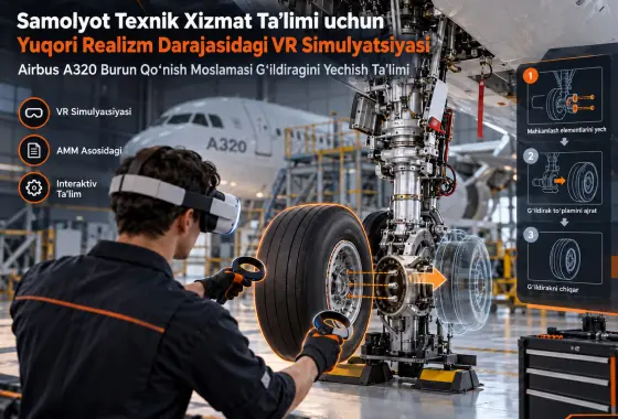 Samolyot Texnik Xizmat Ta’limi uchun Yuqori Realizm Darajasidagi VR Simulyatsiyasi
