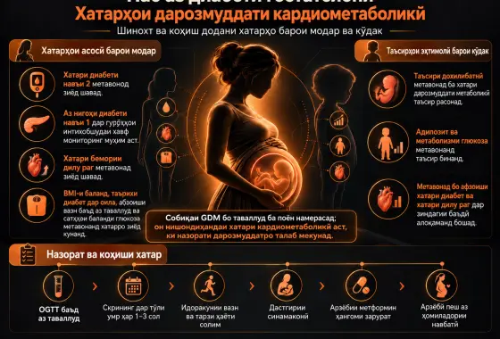 Шинохт ва Коҳиш Додани Хатарҳои Дарозмуддати Кардиометаболикӣ Пас Аз Диабети Гестатсионӣ