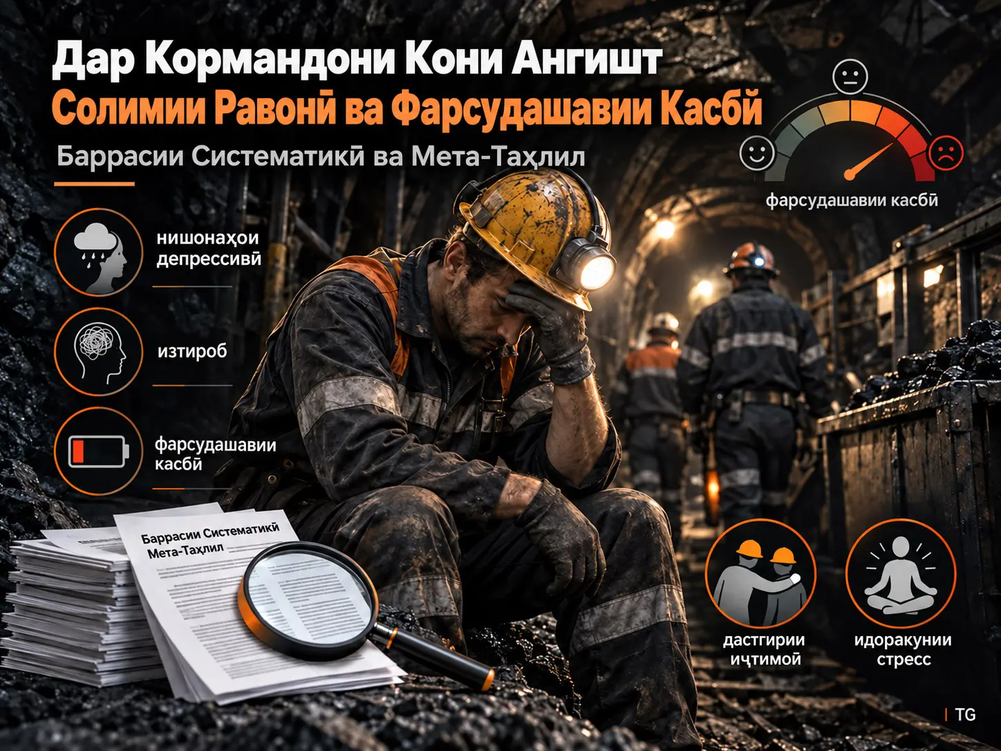 Синтези Бори Натиҷаҳои Солимии Равонӣ ва Фарсудашавии Касбӣ ва Чораҳои Дахолат дар Коргарони Кони Ангишт: Баррасии Систематикӣ ва Мета-Таҳлил