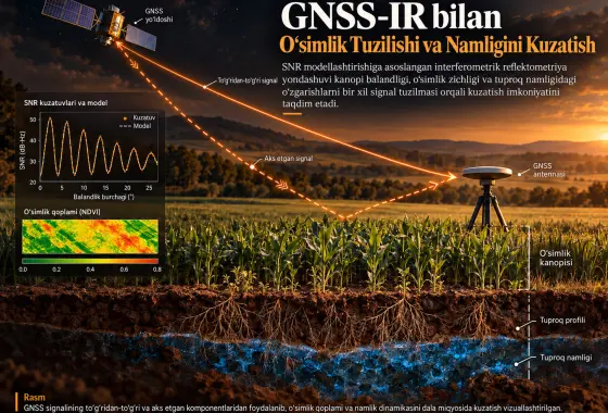 SNR Modellashtirishiga Asoslangan GNSS Interferometrik Reflektometriyasi bilan O‘simlik Tuzilishi va Namligini Kuzatish