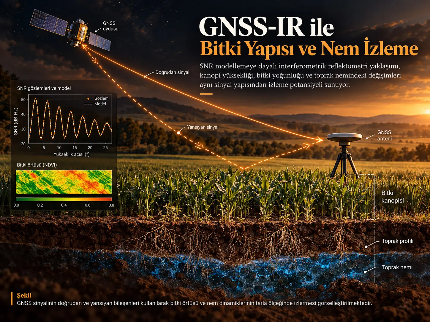 SNR Modellemeye Dayalı GNSS İnterferometrik Reflektometri ile Bitki Yapısı ve Neminin İzlenmesi