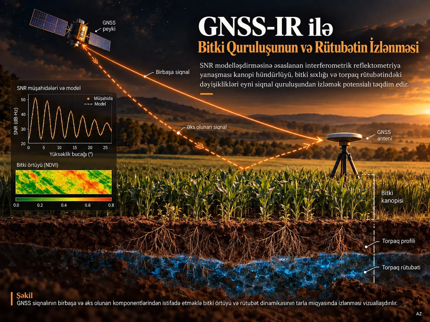 SNR Modelləşdirməsinə Əsaslanan GNSS İnterferometrik Reflektometriya ilə Bitki Quruluşu və Rütubətinin Monitorinqi