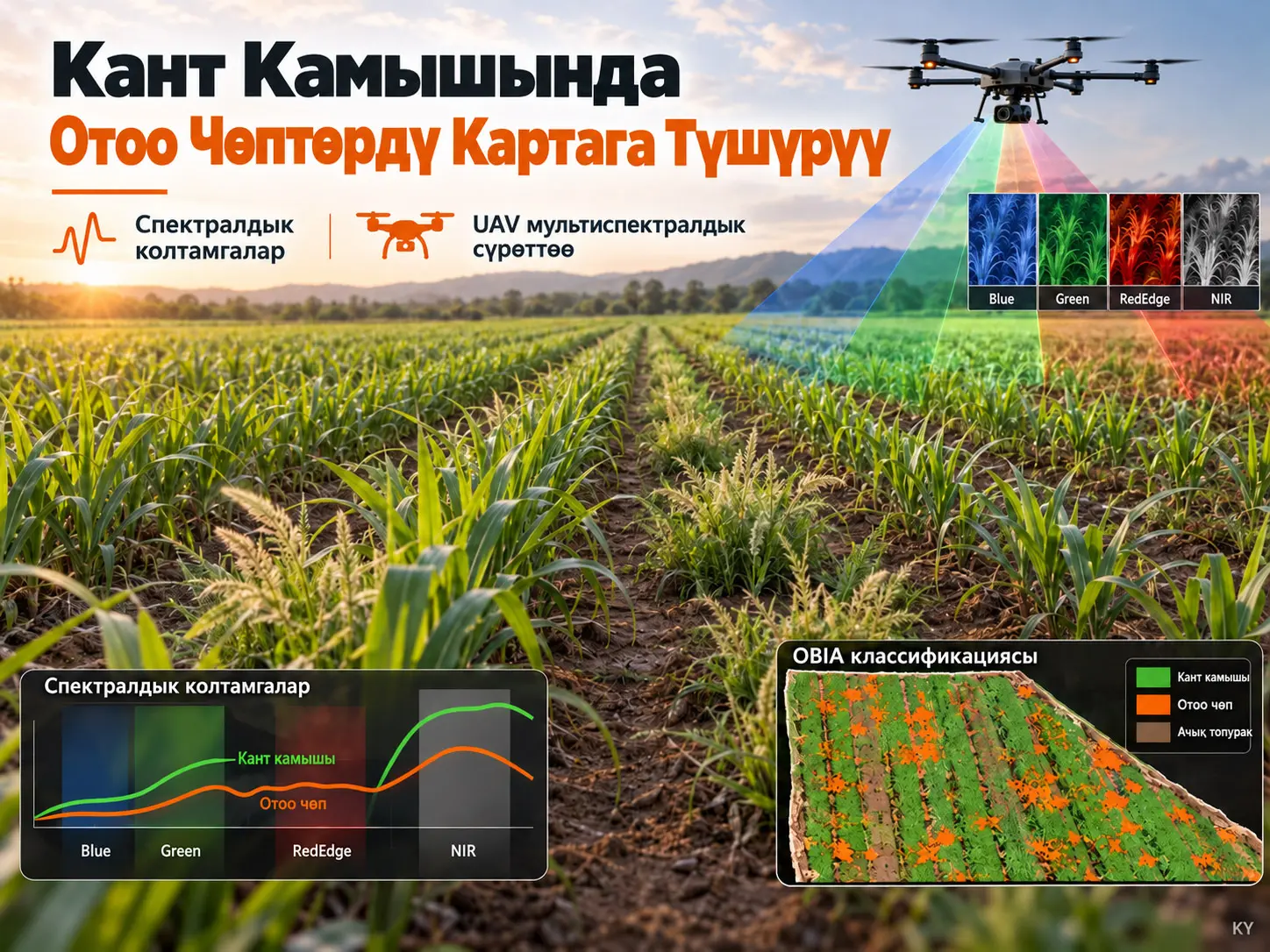 Спектроскопиялык Маалыматтардан жана Мультиспектралдык Сүрөттөрдөн Алынган Спектралдык Колтамгалар менен Кант Камышынын Отоо Чөптөрүн Картага Түшүрүү