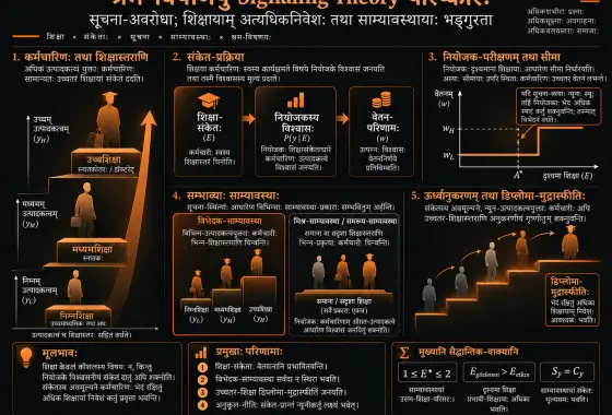श्रम-विपणिषु Signaling Theory-परिष्कारः: सूचना-अवरोधाः, शिक्षायाम् अत्यधिकनिवेशः तथा साम्यावस्थायाः भङ्गुरता